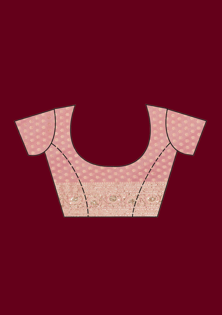 Pink Plain Georgette Saree