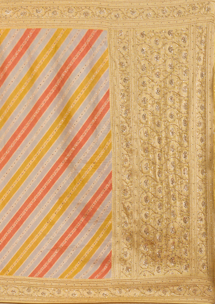 Yellow Plain Georgette Saree