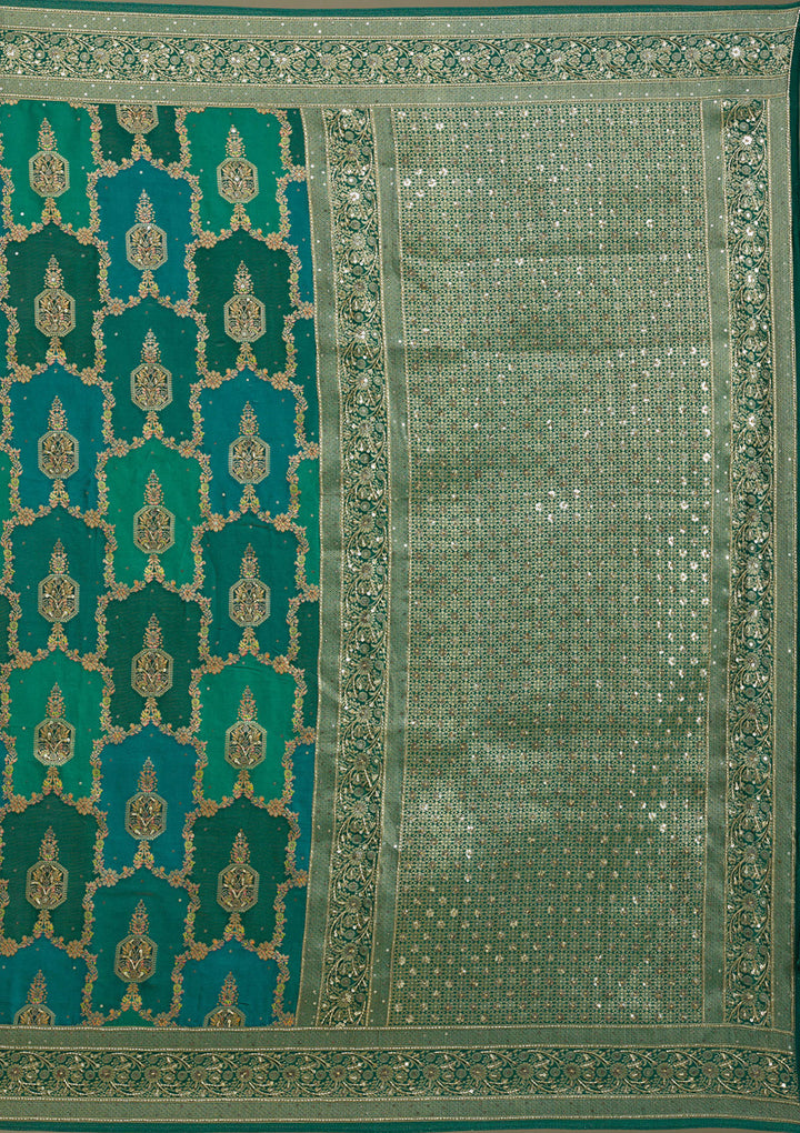 Bottle Green Plain Art Silk Saree