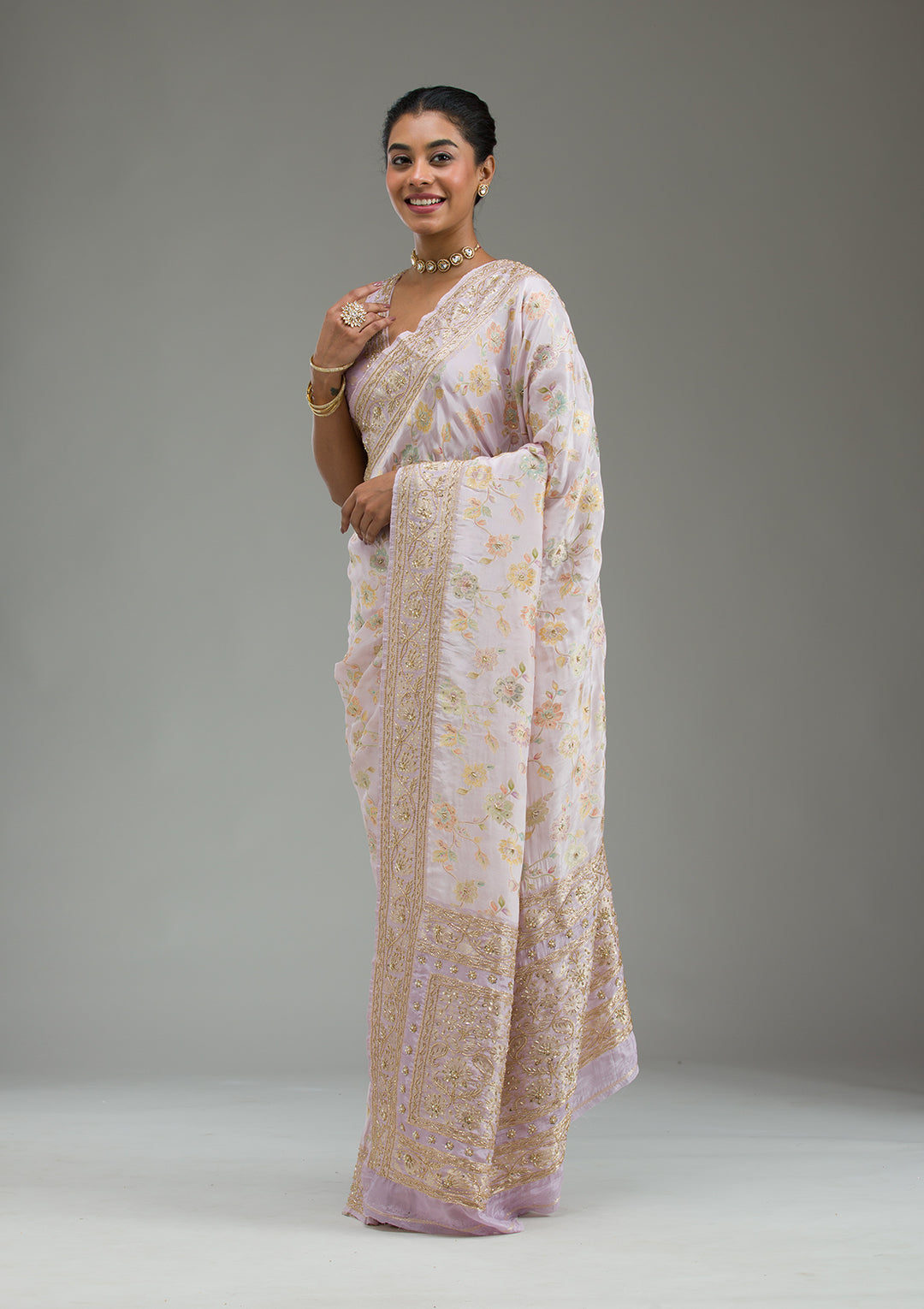 Lavender Plain Taffeta Silk Saree