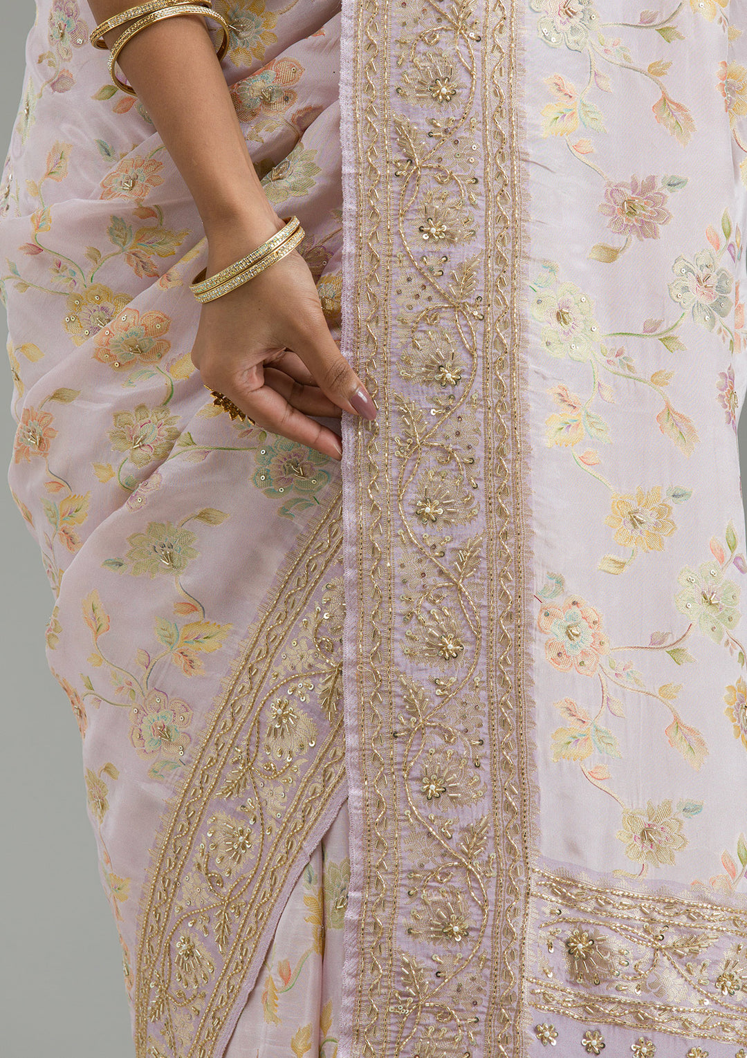 Lavender Plain Taffeta Silk Saree
