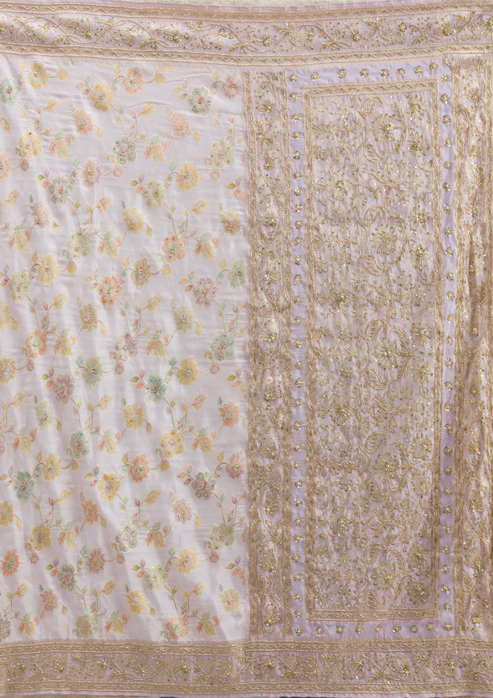 Lavender Plain Taffeta Silk Saree