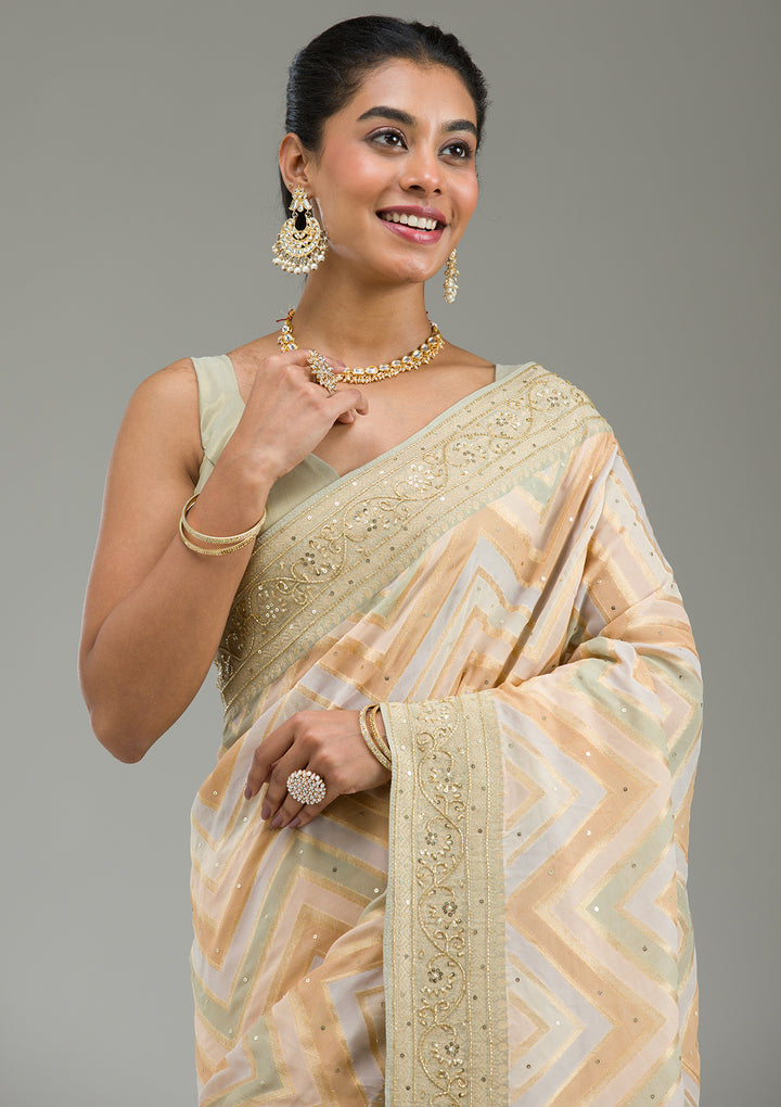 Pista Green Plain Georgette Saree