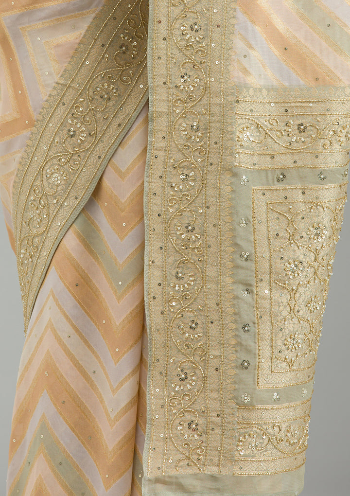 Pista Green Plain Georgette Saree