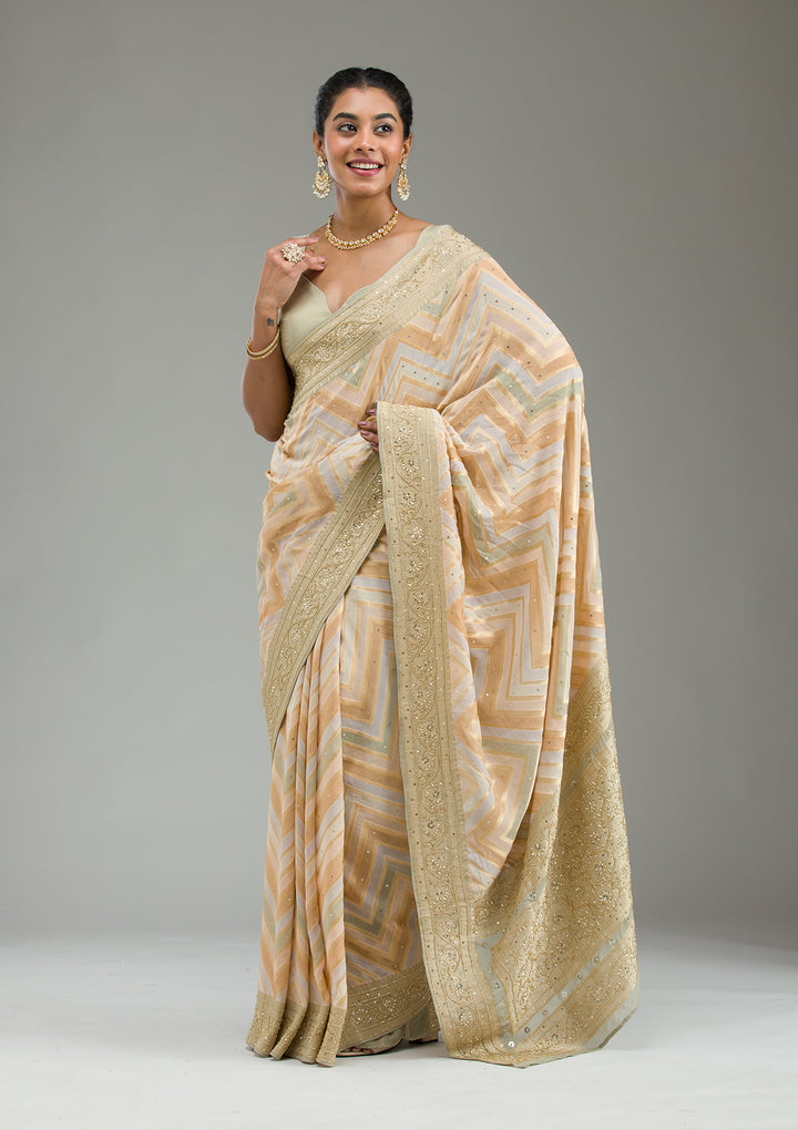 Pista Green Plain Georgette Saree