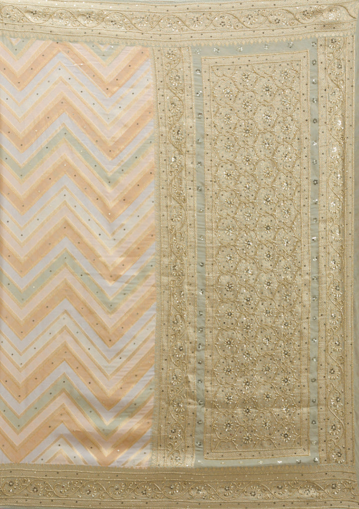 Pista Green Plain Georgette Saree