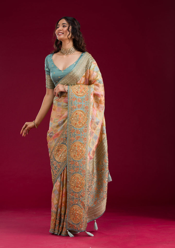Sea Green Plain Art Silk Saree