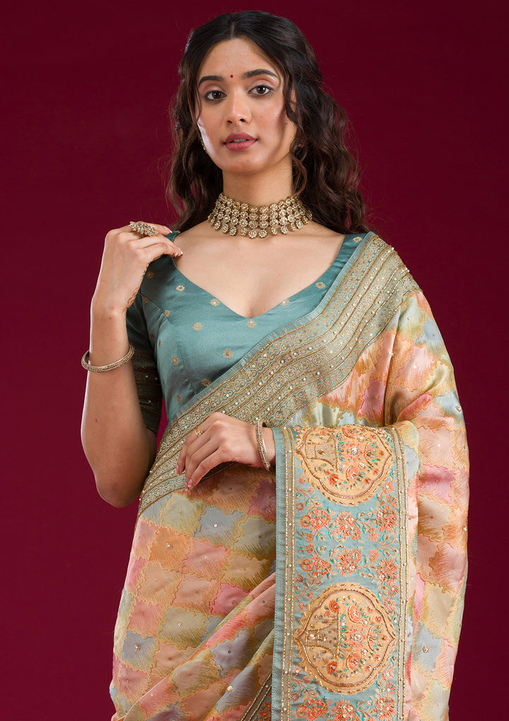 Sea Green Plain Art Silk Saree