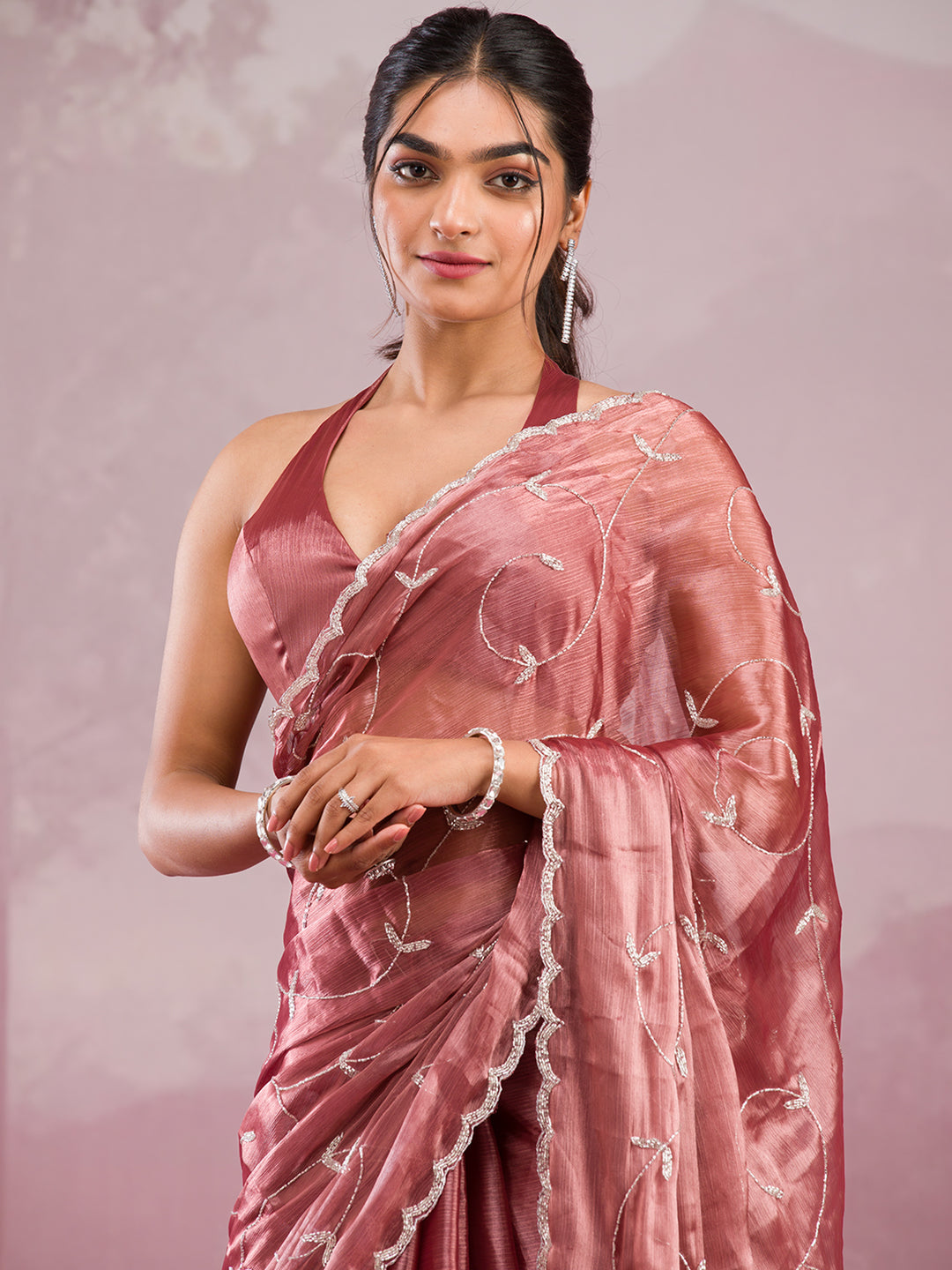 Gold Stonework Georgette Saree