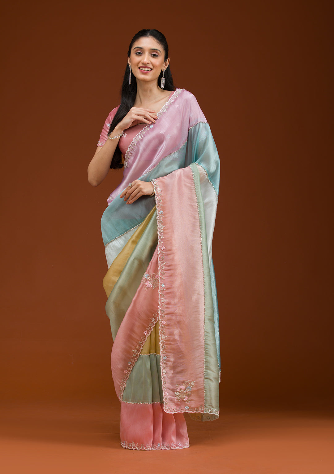 Lavender Stonework Tissue Saree
