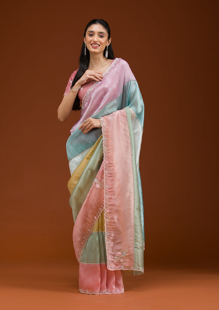 Lavender Stonework Tissue Saree