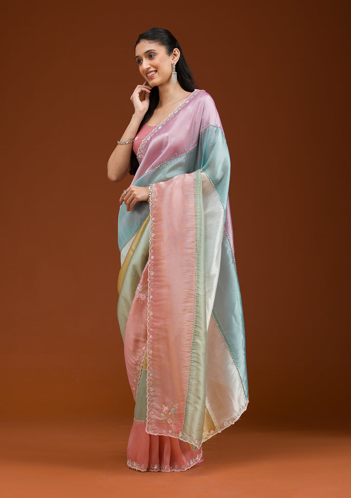 Lavender Stonework Tissue Saree