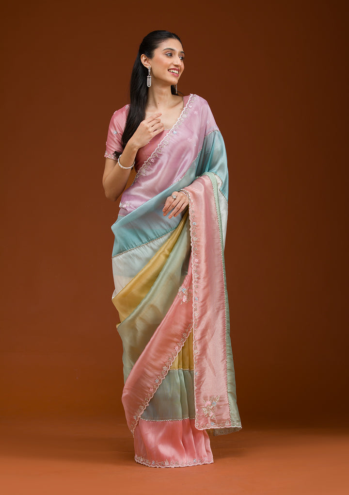 Lavender Stonework Tissue Saree