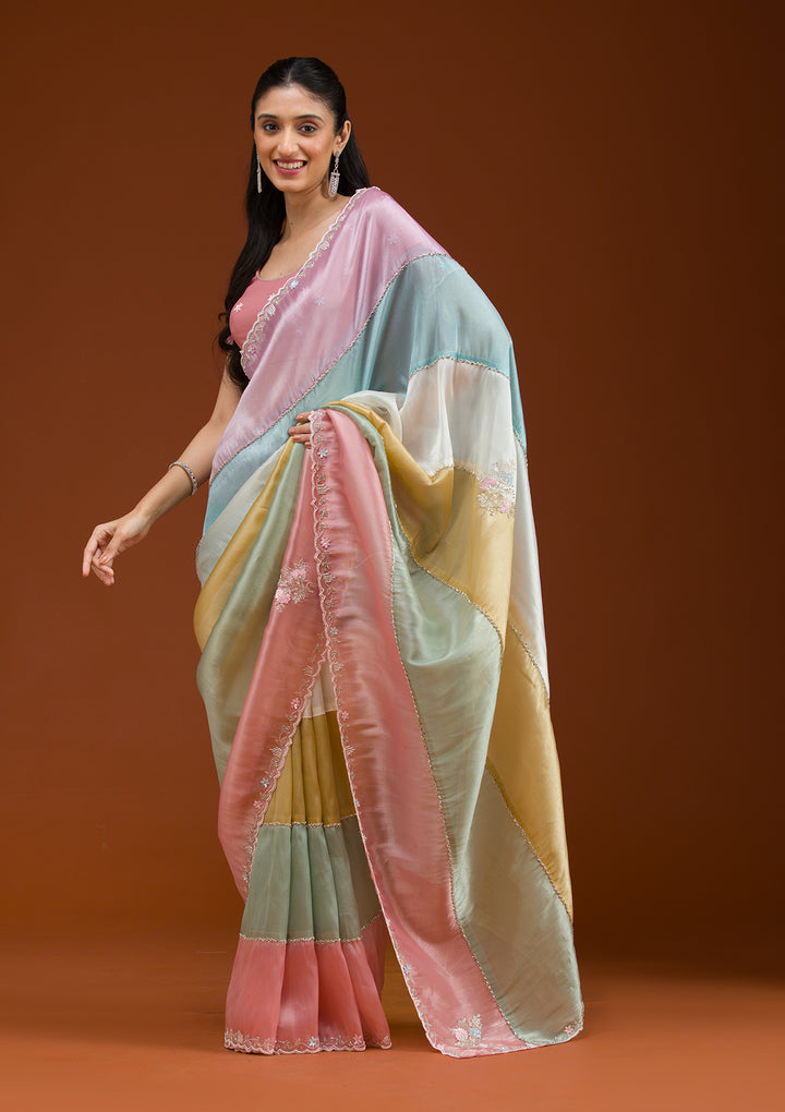 Lavender Stonework Tissue Saree