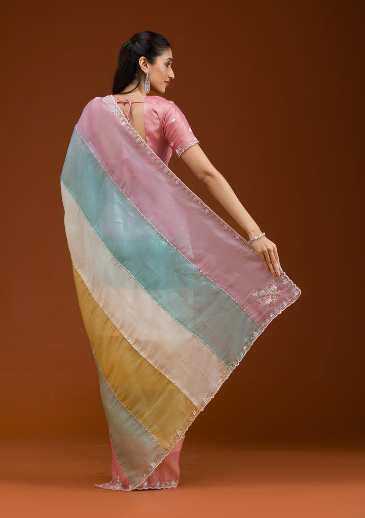 Lavender Stonework Tissue Saree