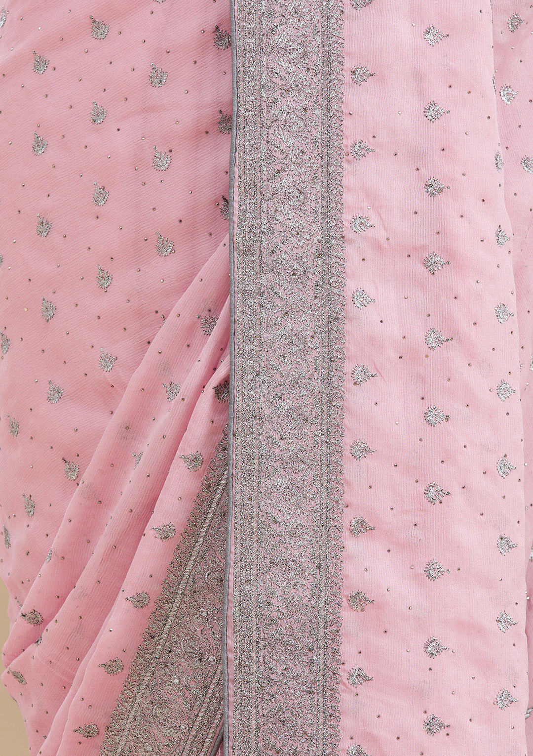 Pink Zariwork Georgette Saree