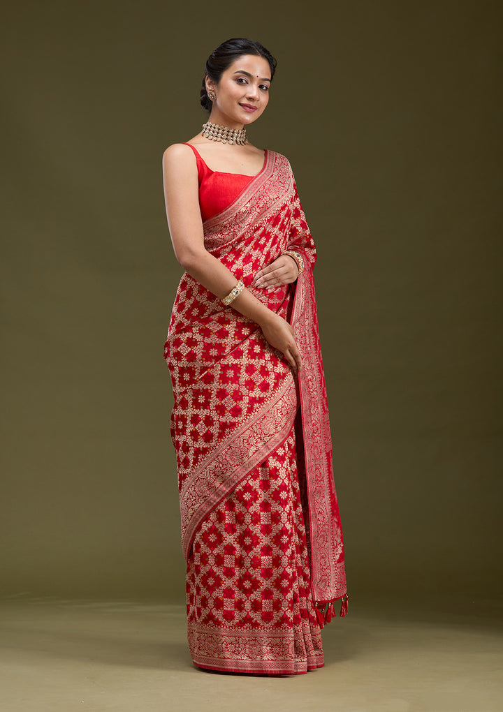 Red Zariwork (Gold) Silk Saree