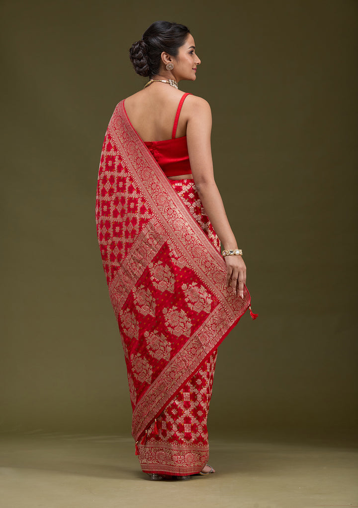 Red Zariwork (Gold) Silk Saree