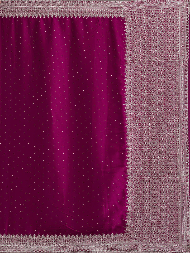 Wine Stonework Satin Saree