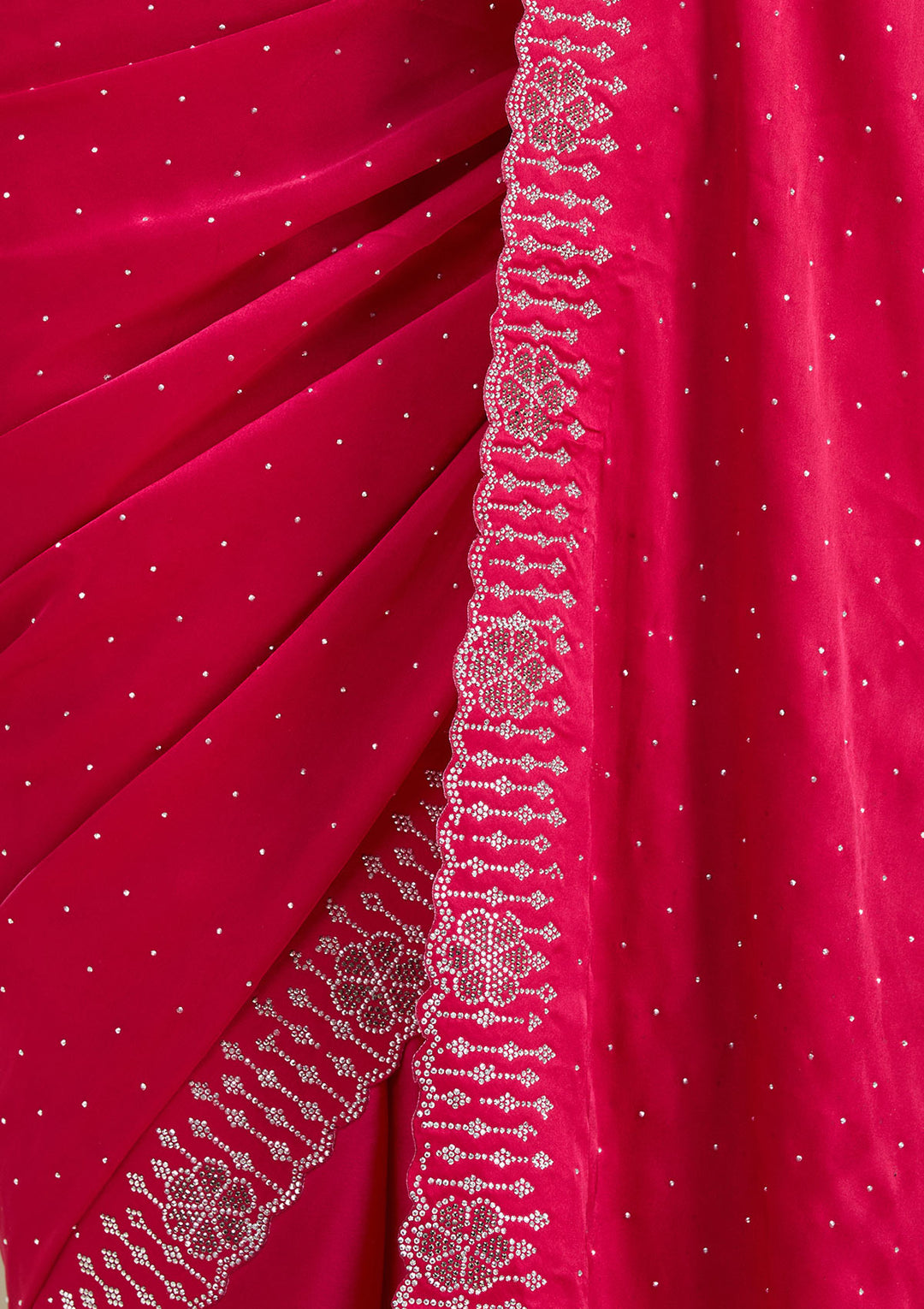Rani Pink Swarovski Satin Saree