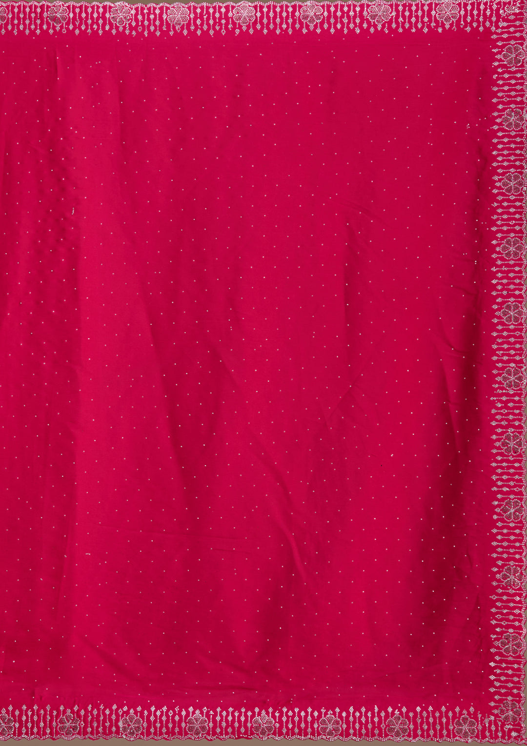 Rani Pink Swarovski Satin Saree