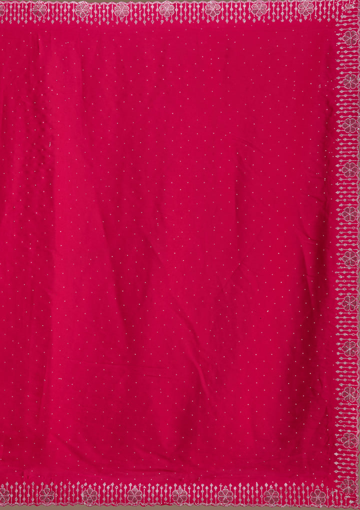 Rani Pink Swarovski Satin Saree