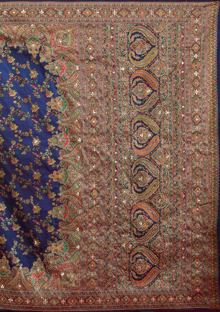 Navy Blue Cutdana Art Silk Saree
