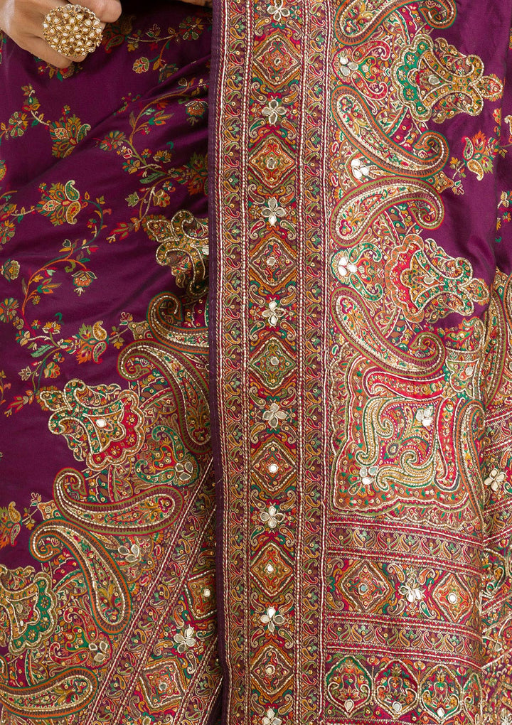 Purple Cutdana Art Silk Saree