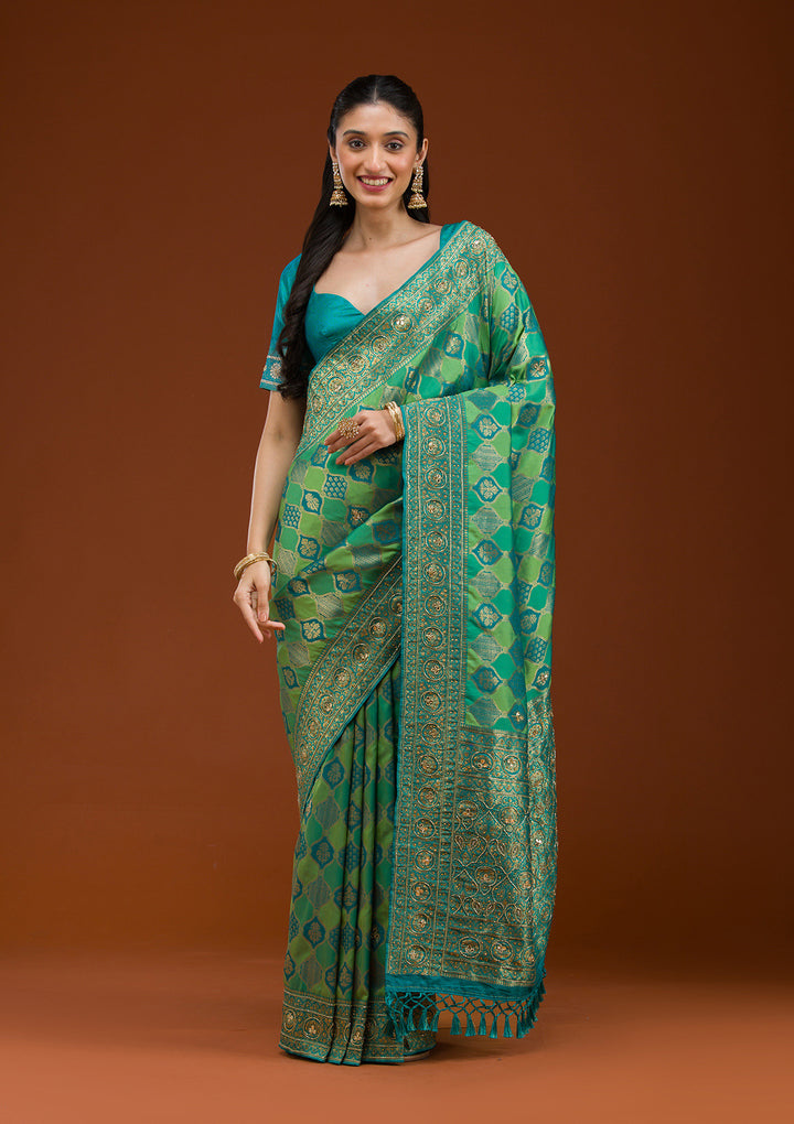 Blue Cutdana Art Silk Saree