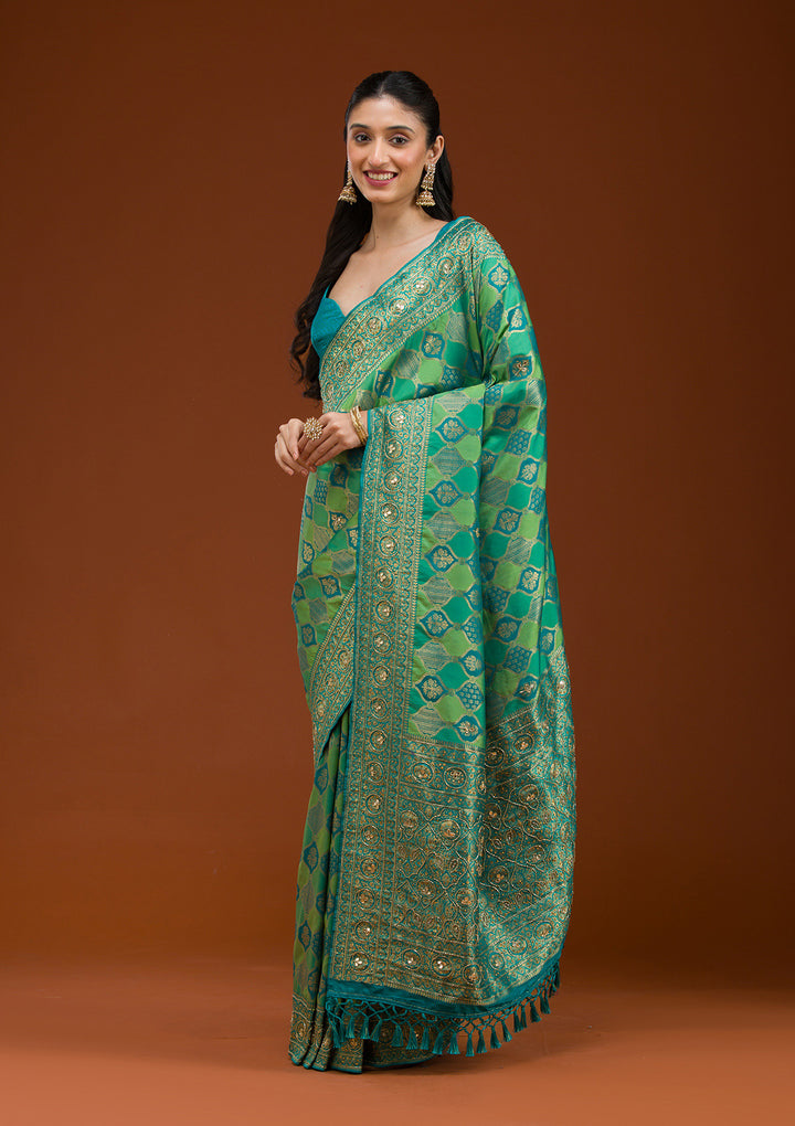 Blue Cutdana Art Silk Saree