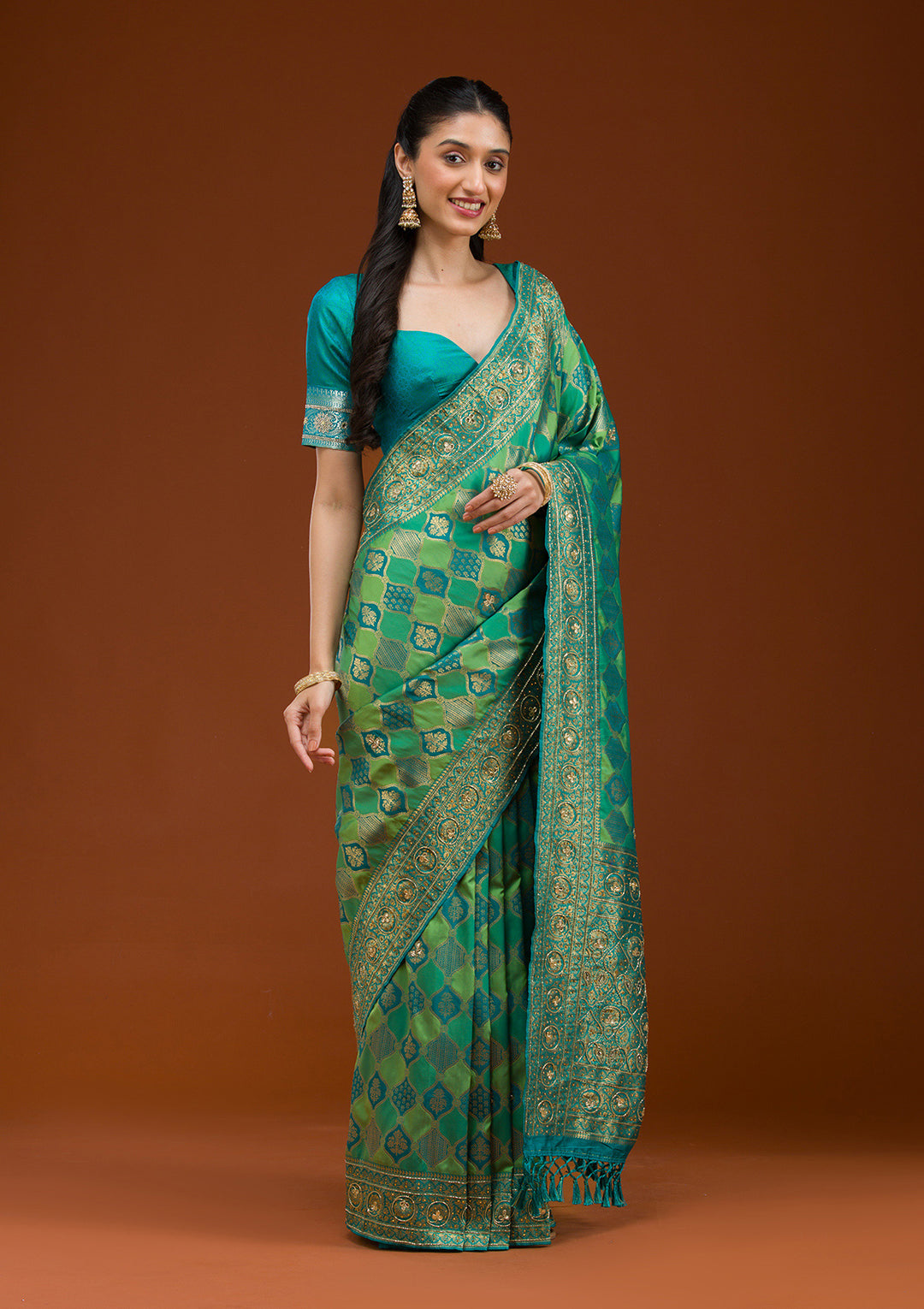 Blue Cutdana Art Silk Saree
