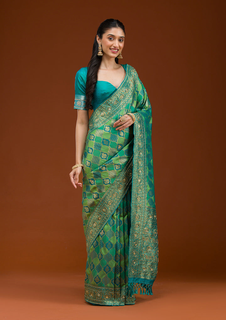Blue Cutdana Art Silk Saree