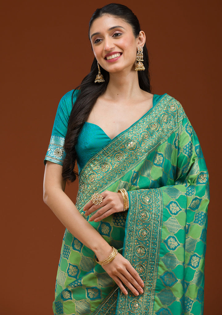Blue Cutdana Art Silk Saree