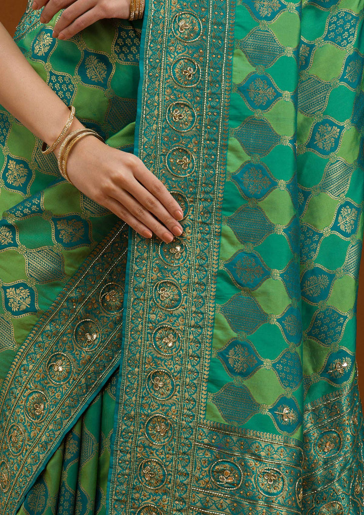 Blue Cutdana Art Silk Saree