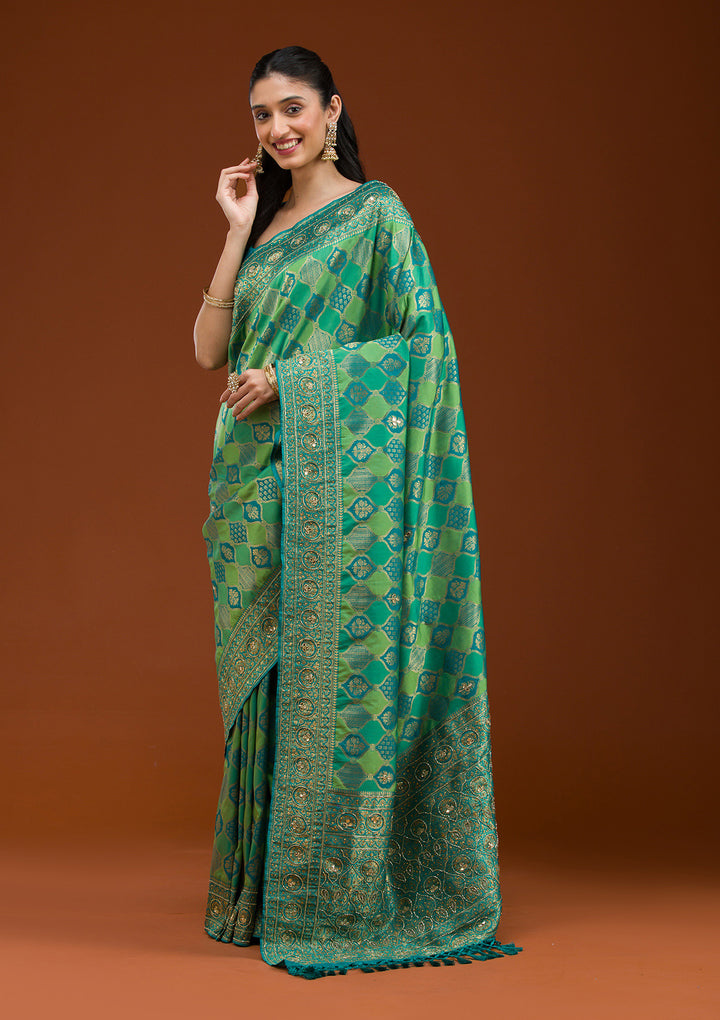 Blue Cutdana Art Silk Saree