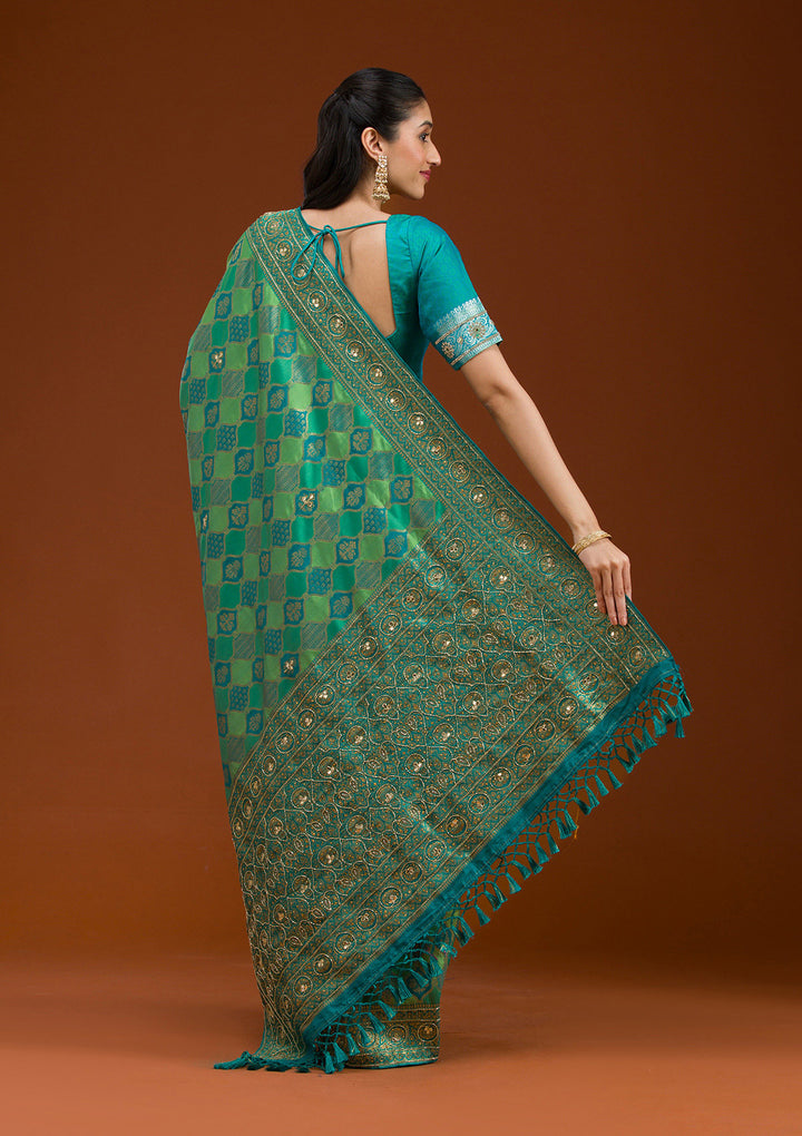 Blue Cutdana Art Silk Saree