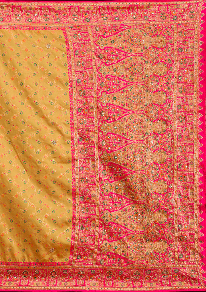 Mehendi Cutdana Art Silk Saree