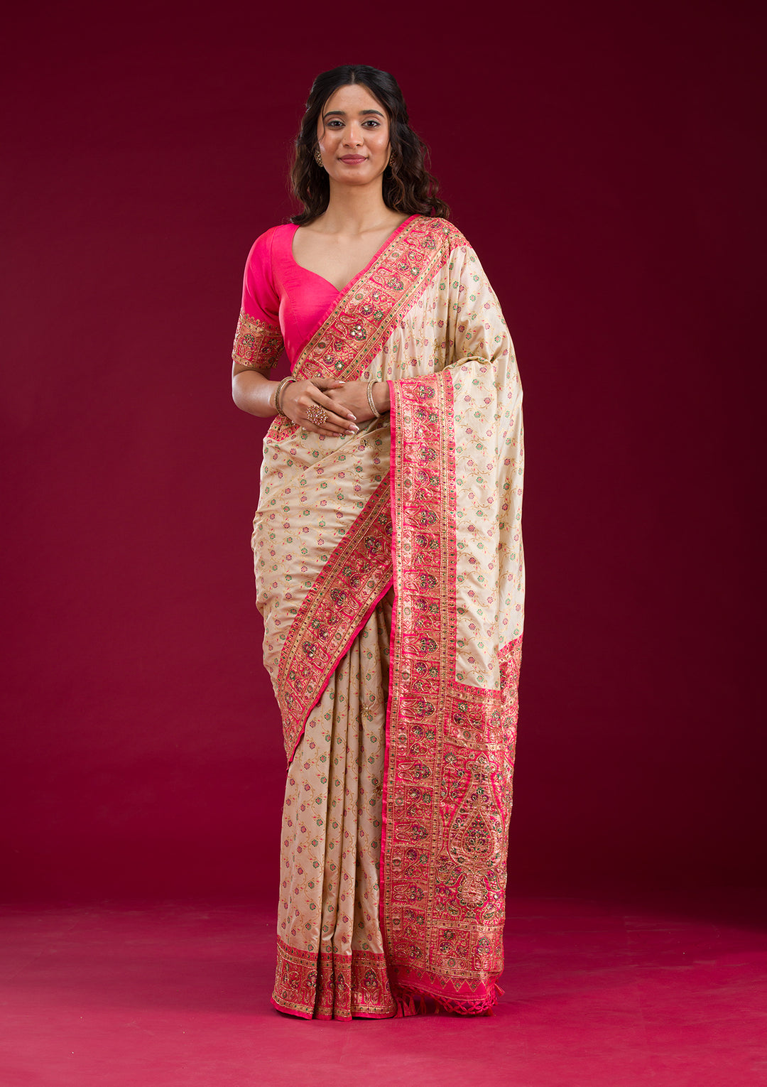 White Cutdana Art Silk Saree