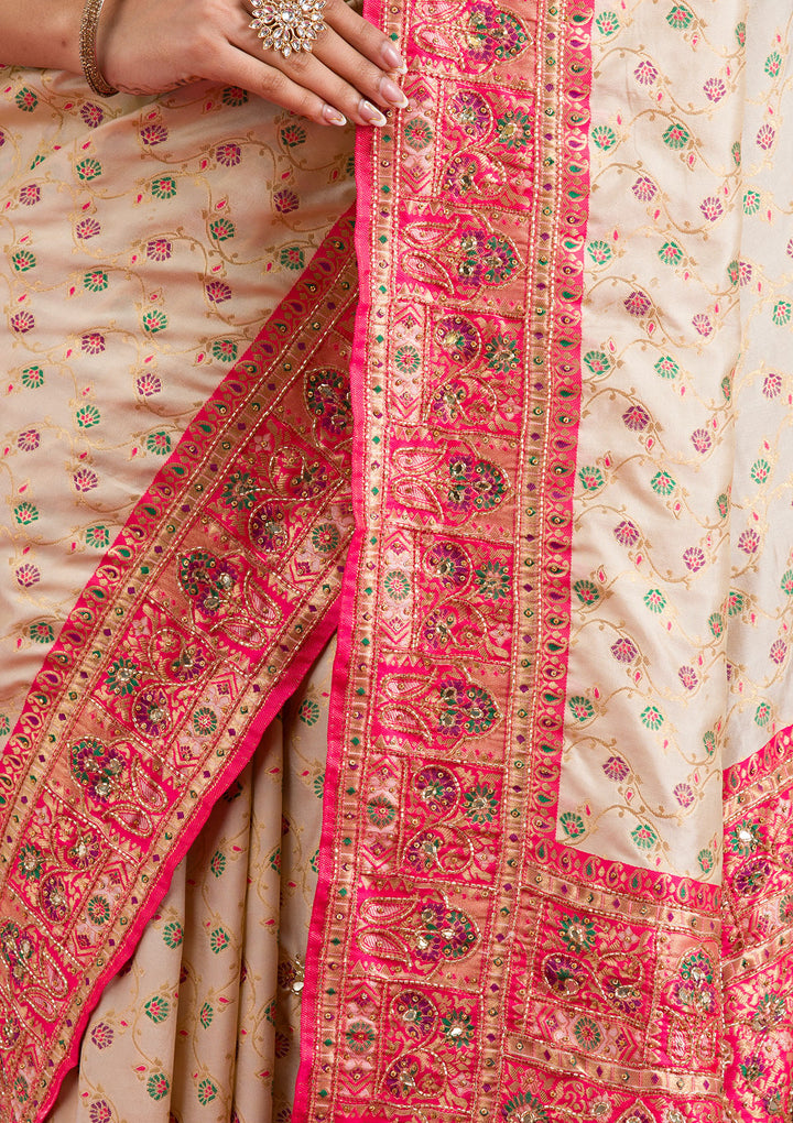 White Cutdana Art Silk Saree