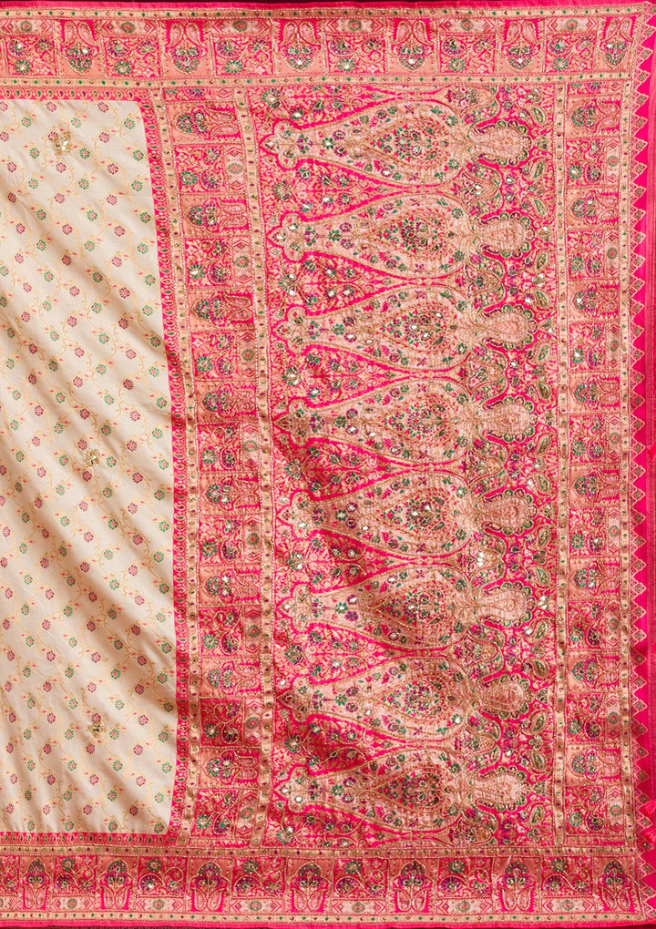 White Cutdana Art Silk Saree
