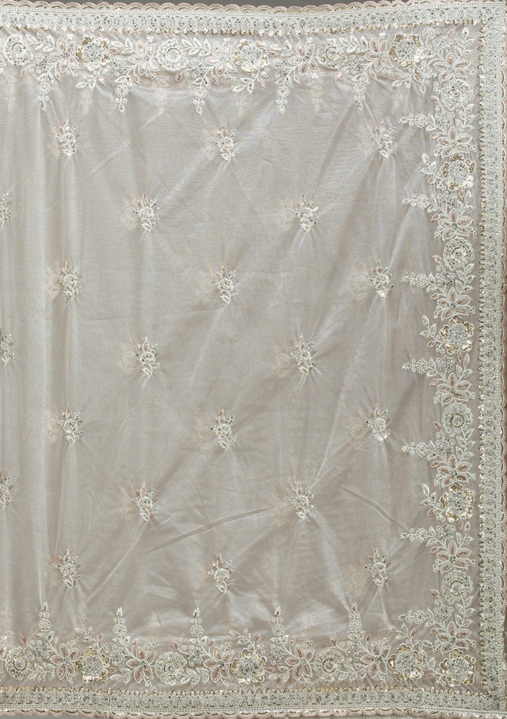 Beige Zariwork Tissue Saree