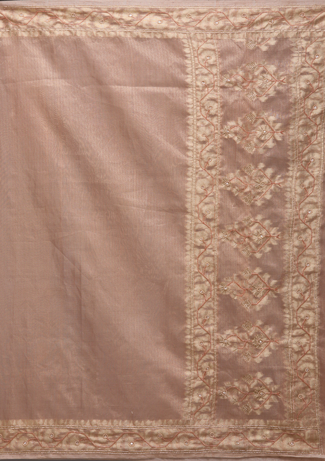 Peach Zariwork Tissue Saree