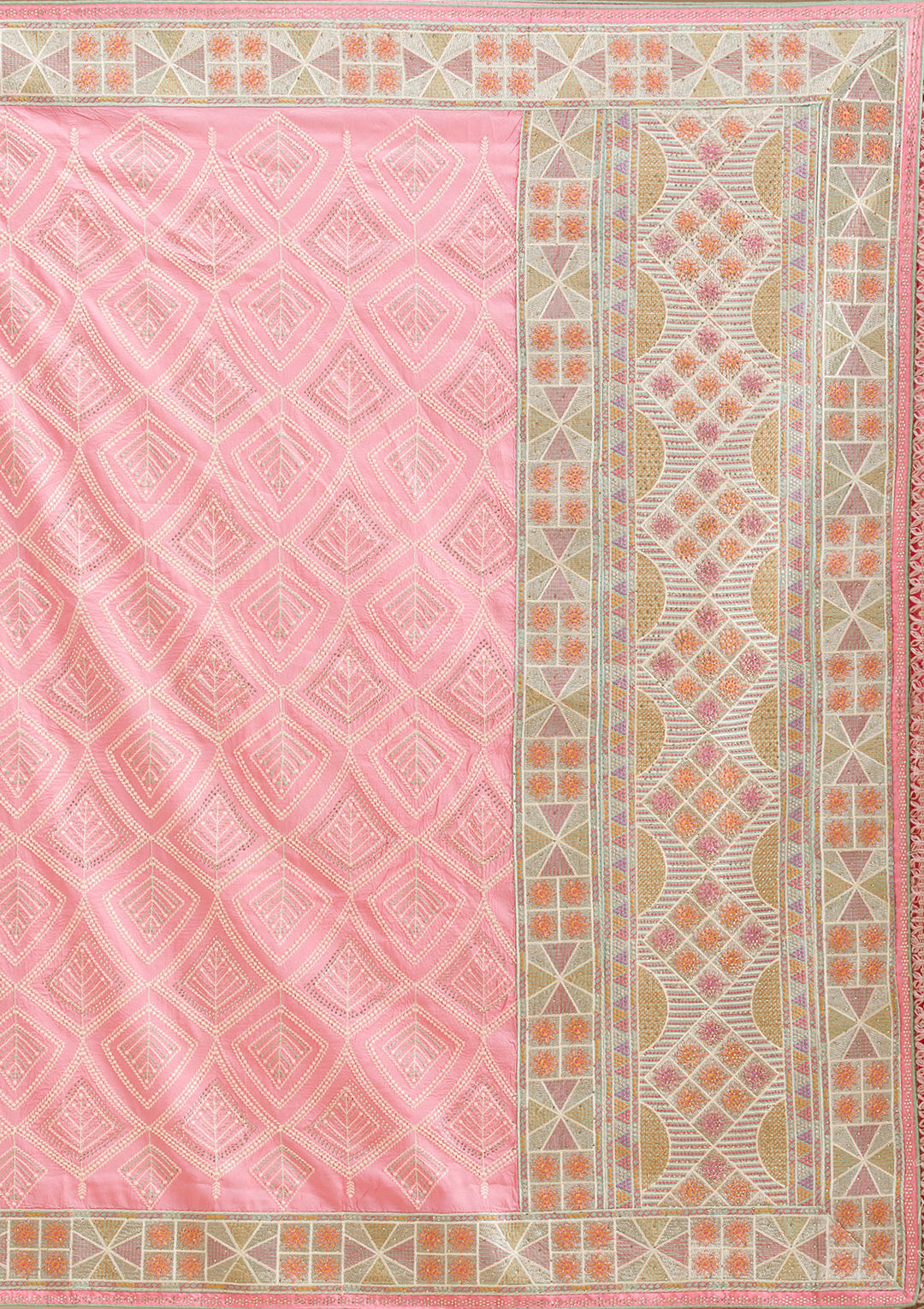 Baby Pink Stonework Imported Fabric Saree