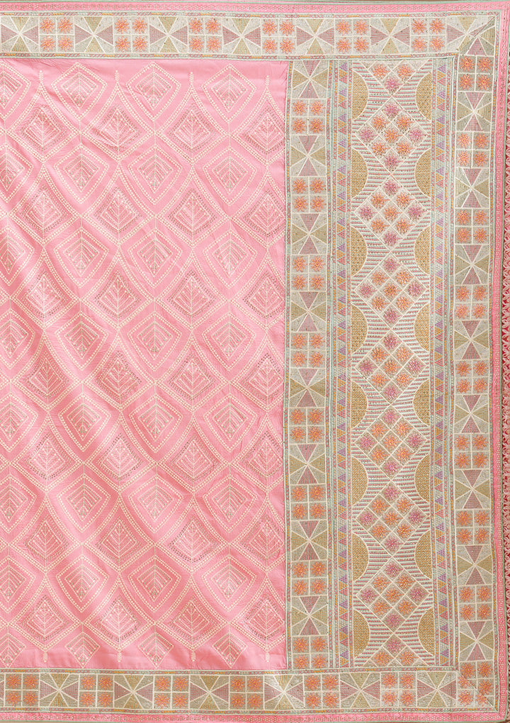 Baby Pink Stonework Imported Fabric Saree