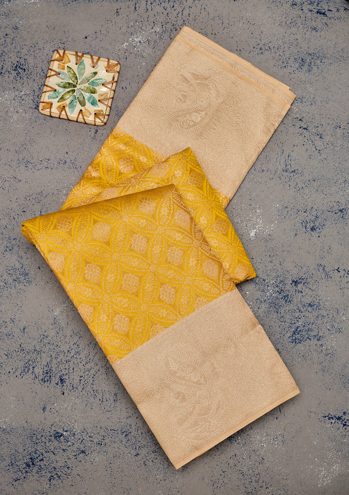 Yellow Zariwork Pure Silk Saree