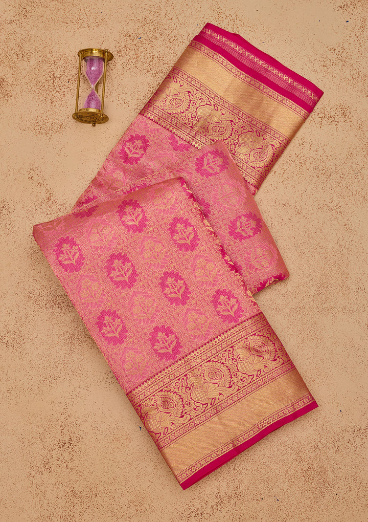 Pink Zariwork Pure Silk Saree