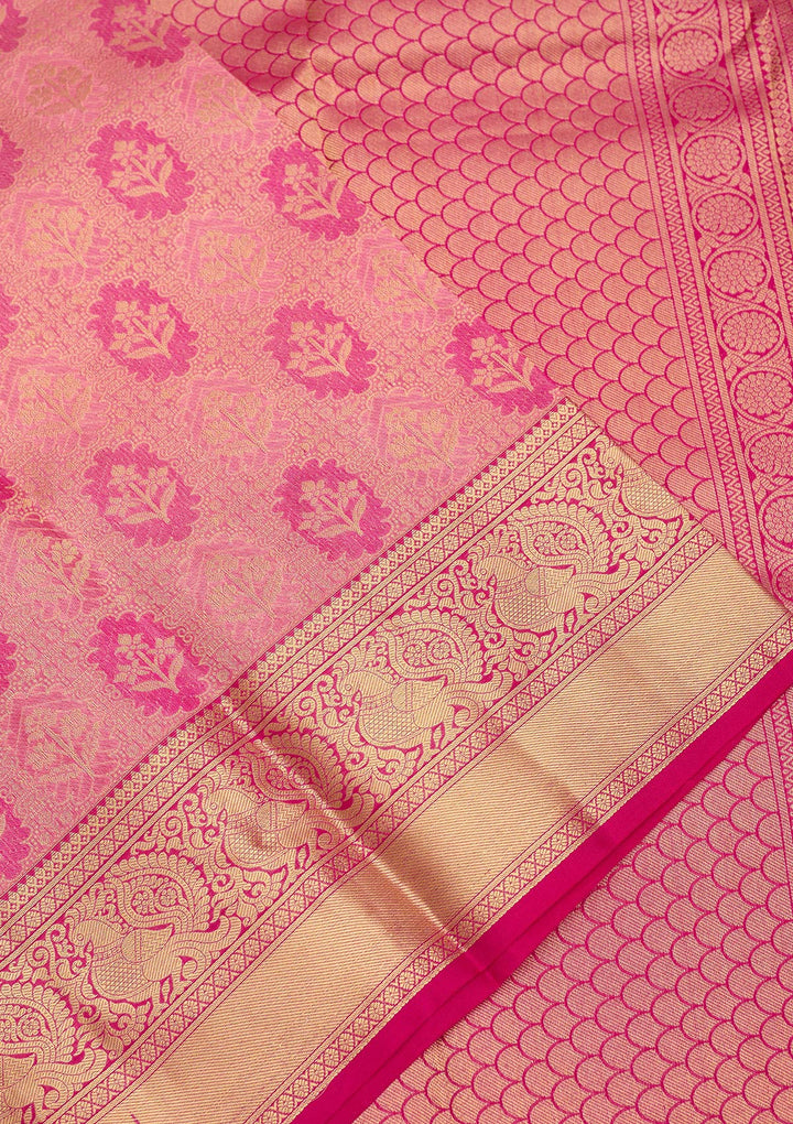 Pink Zariwork Pure Silk Saree
