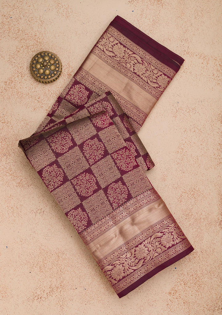 Brown Zariwork Pure Silk Saree