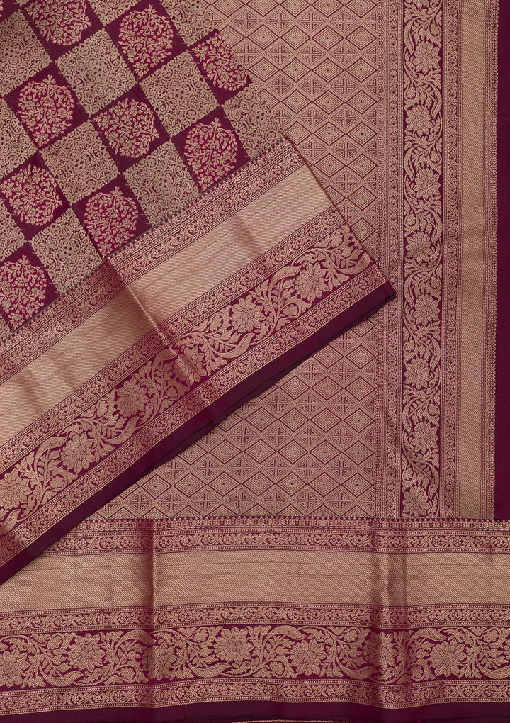 Brown Zariwork Pure Silk Saree