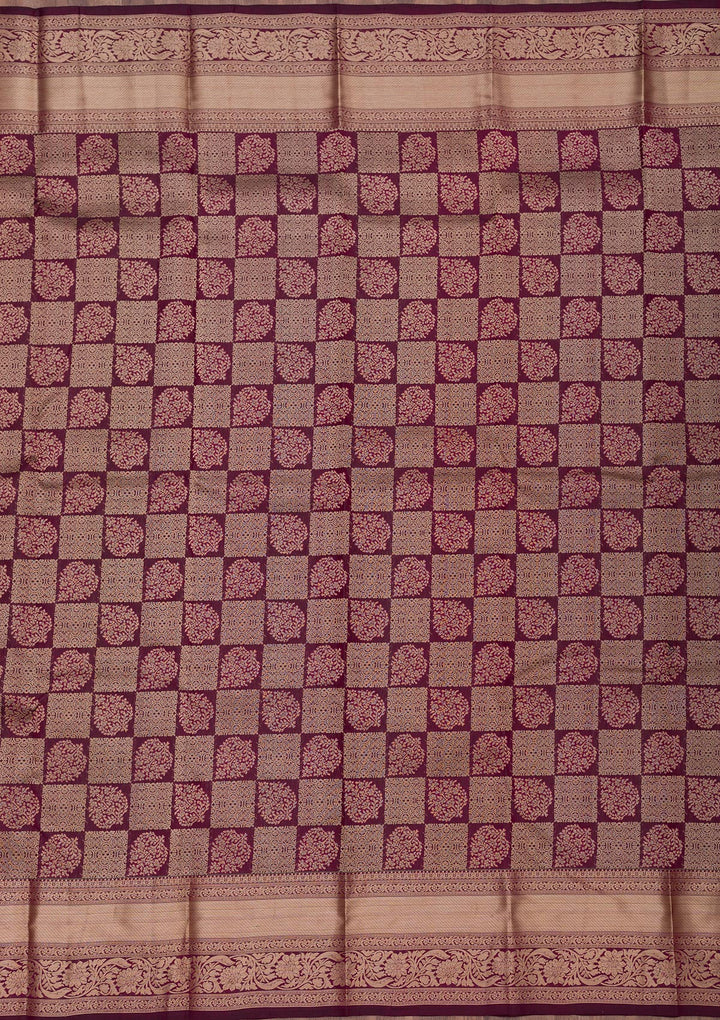 Brown Zariwork Pure Silk Saree